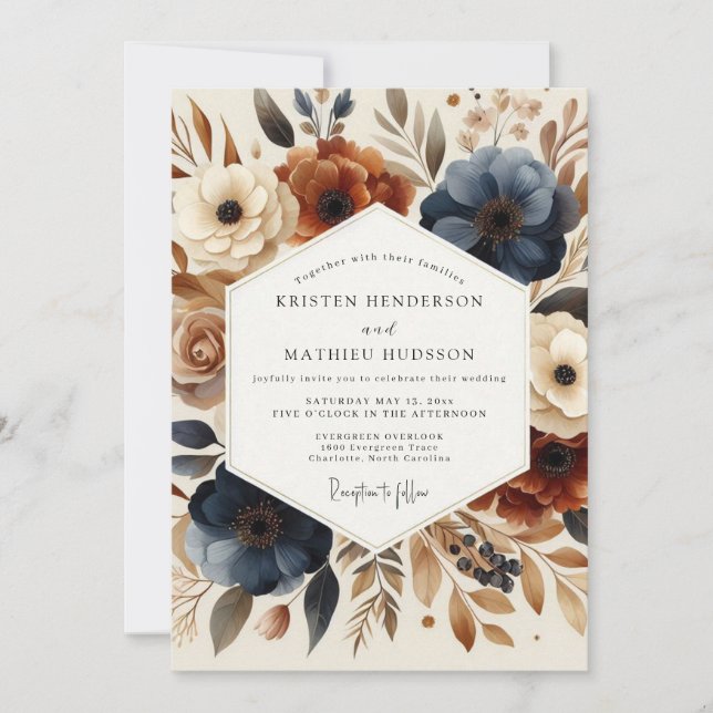 Slate Terracotta Autumnal Wedding Inbjudningar (Framsida)