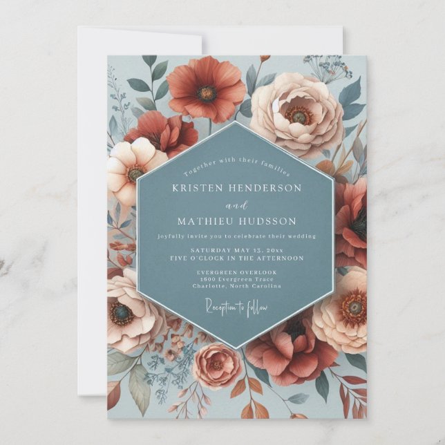 Slate Terracotta Poetic Wedding Inbjudningar (Framsida)