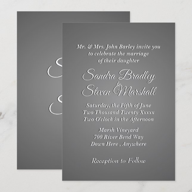 Slate Wedding-inbjudan Inbjudningar (Fram/baksida)