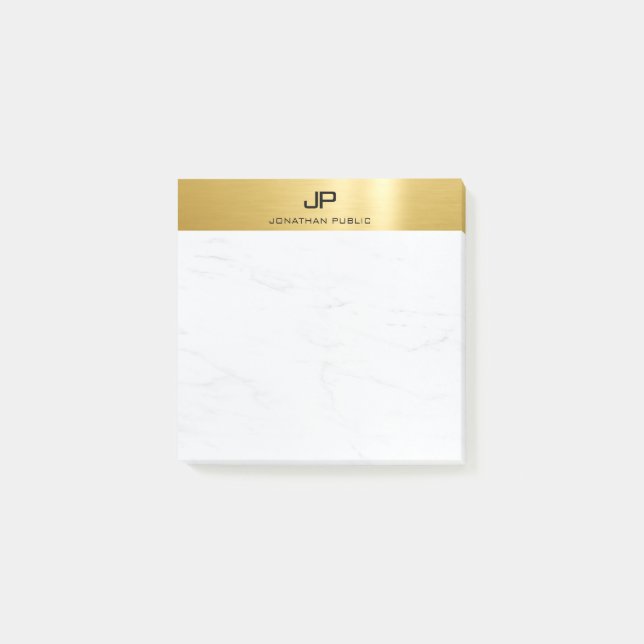 Slätt för enkel design för modern guld- marmor post-it block (Framsida)