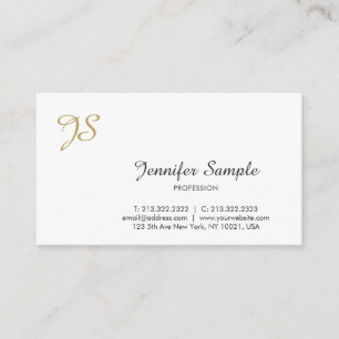Slätt för vit för guld- MonogramCalligraphy Visitkort