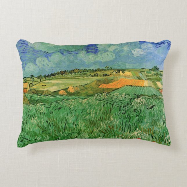 Slätt nära Auvers av Vincent van Gogh Prydnadskudde (Framsidan)