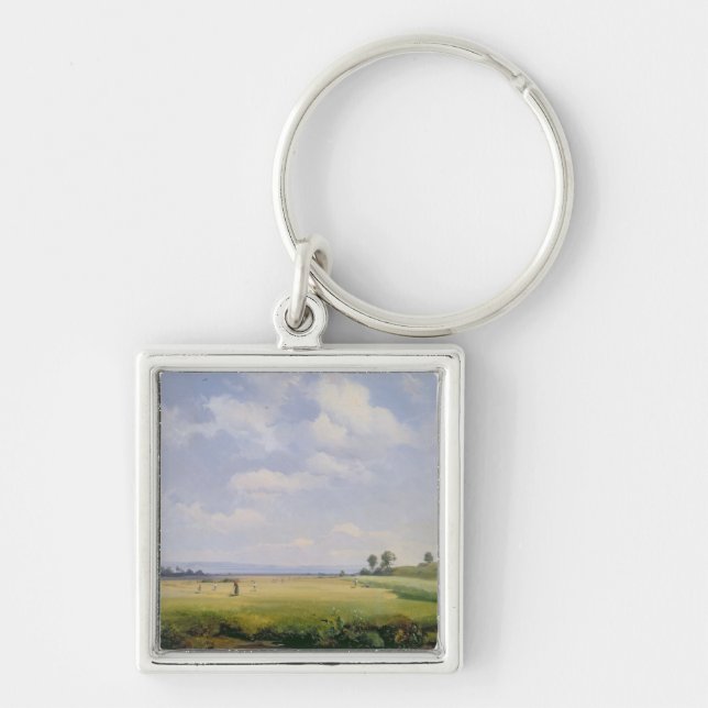 Slåtter 1838 (olja på kanfas) fyrkantig silverfärgad nyckelring (Framsidan)