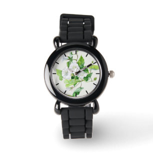 Slåttergolv vit blomma   armbandsur