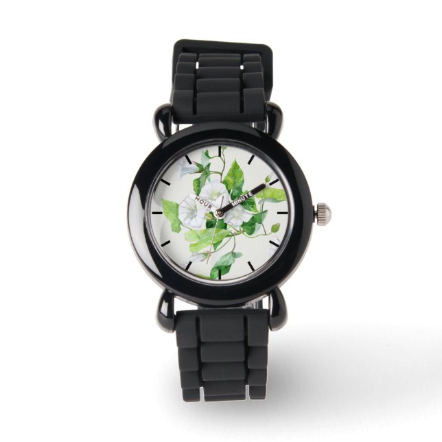 Slåttergolv vit blomma   armbandsur (Framsida)