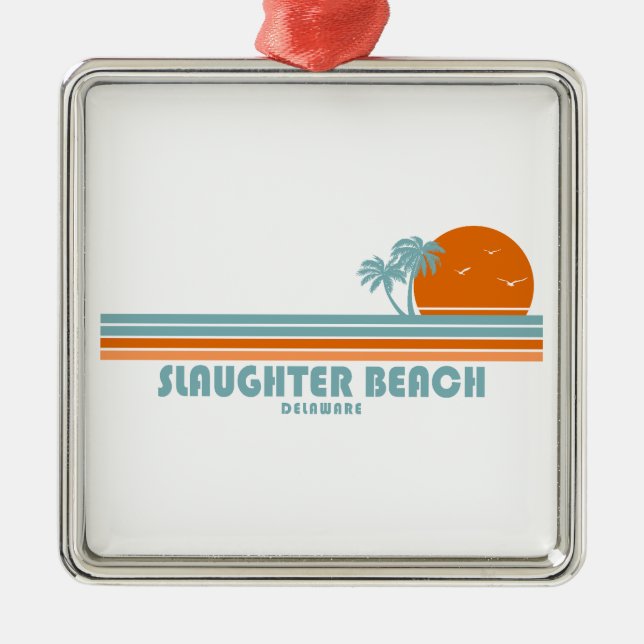 Slaughter Beach Delaware Sun Palm Trees Julgransprydnad Metall (Framsidan)