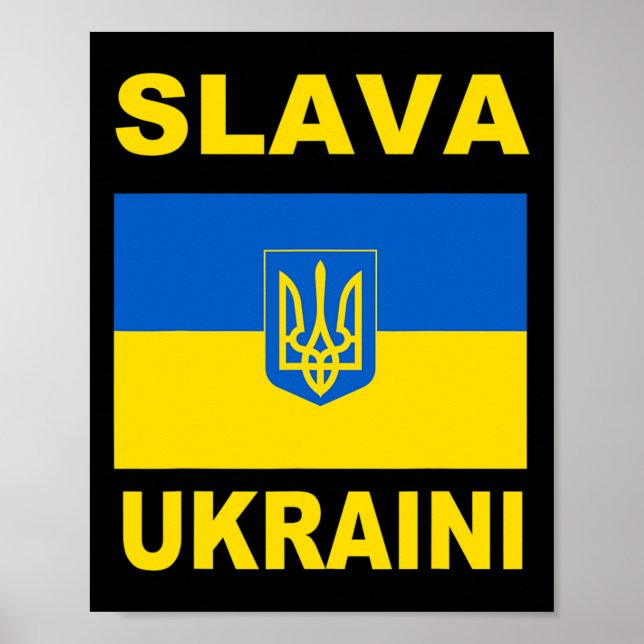 Slava Ukraini Ära Ukraina Stötta Ukrainsk F Poster (Framsidan)