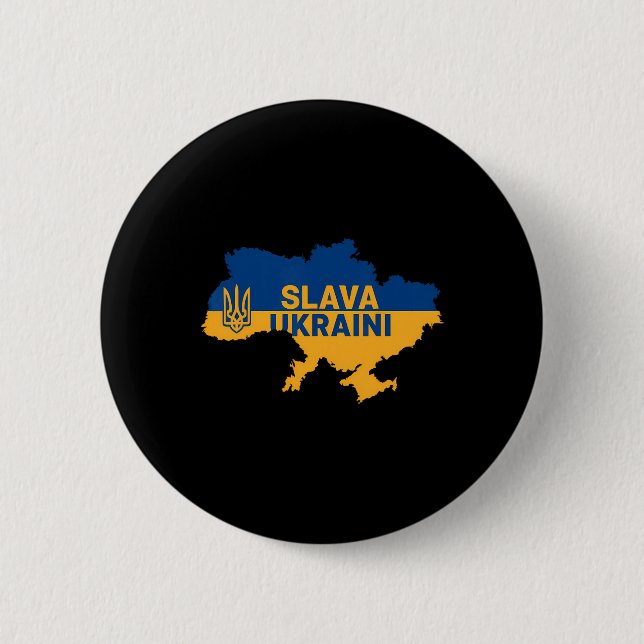Slava Ukraini Ära Ukraina T-Shirt Stöd Ukrai Knapp (Framsida)