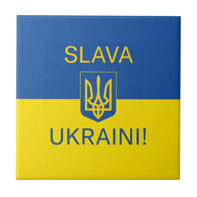 Slava Ukraini glory Ukraine war peace symbol patri Kakelplatta (Framsidan)