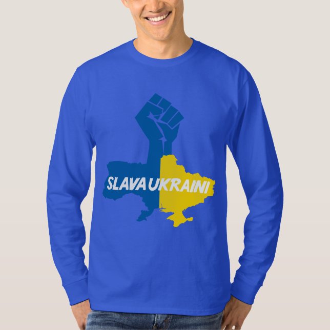 Slava Ukraini! solidaritetT-tröja T-shirt (Framsida)