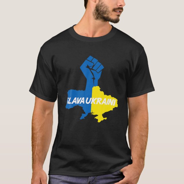Slava Ukraini Solidarity T Shirt (Framsida)