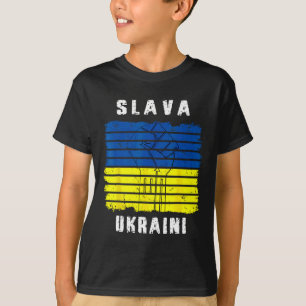 Slava Ukraini Stöd Ukraina Vintage Ukrainsk Flagga T Shirt