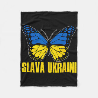 Slava Ukraini Support Ukraine Retro Ukrainian Flag Fleecefilt