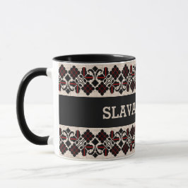 Slava Ukraini traditionell vushuvanka folkkonst. Mugg