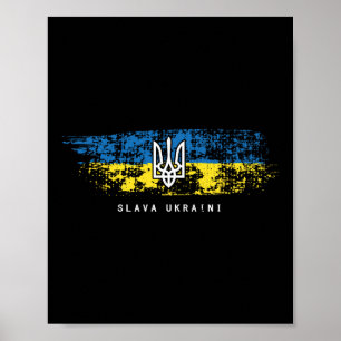 Slava Ukraini Tröja Ukrainsk Flagga Ukraina Tryzub Poster