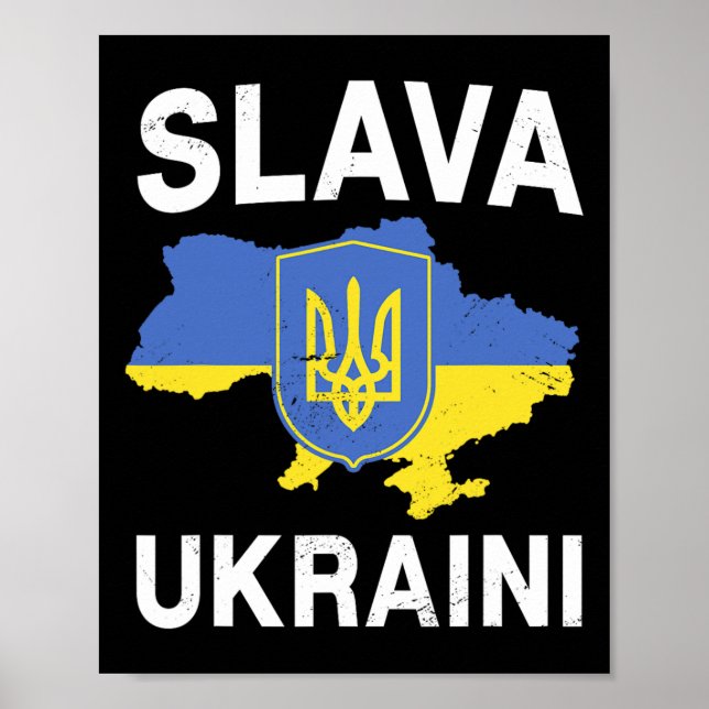 Slava Ukraini Ukraine Map Support Ukrainian Pride  Poster (Framsidan)