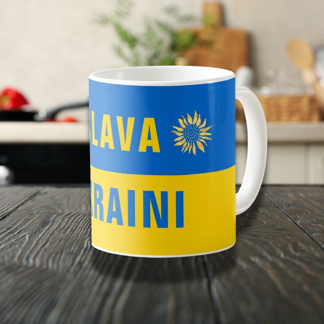 Slava Ukrainini Blue Gult Sunblomma Ukraina Kaffemugg (Skapare uppladdad)