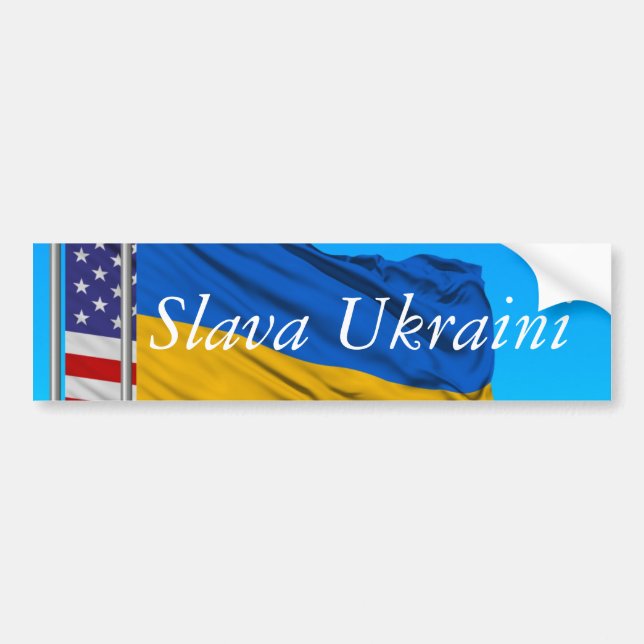 Slava Ukrainini CLASSIC ROUND STICKER Bildekal (Framsidan)