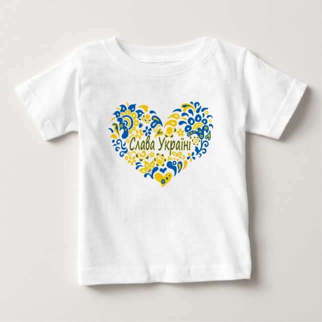 Slava Ukrainini Glory till Ukraina  T Shirt (Framsida)