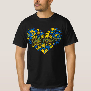 Slava Ukrainini Glory to Ukraina stort hjärta T-Sh T Shirt