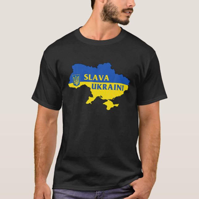 Slava Ukrainini Glory to Ukraina Support Ukrainas  T Shirt (Framsida)