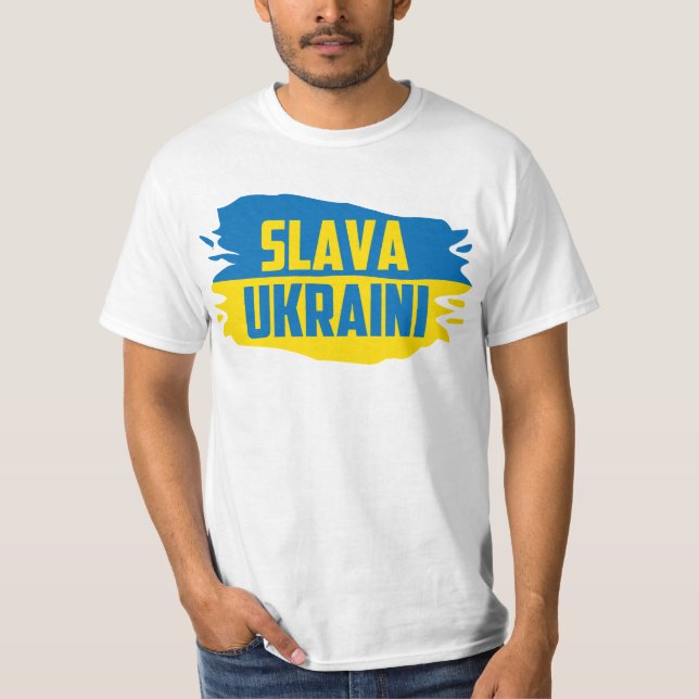 Slava Ukrainini, Glory to Ukraina T-Shirt (Framsida)