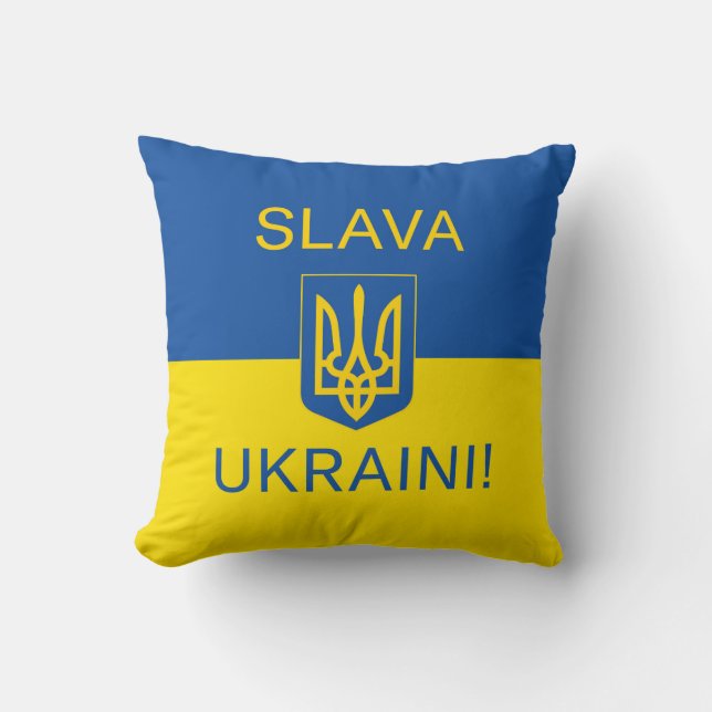 Slava Ukrainini glory Ukraina krig fredssymbol pat Kudde (Framsida)