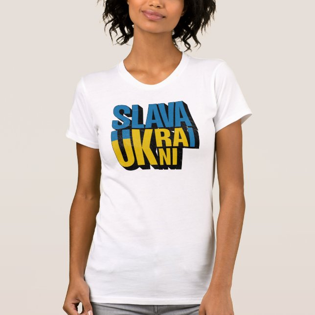 Slava Ukrainini Graphic, Ukrainas Pride Design T Shirt (Framsida)