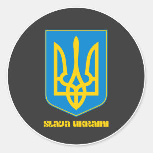 Slava Ukrainini Shield Gult Runt Klistermärke
