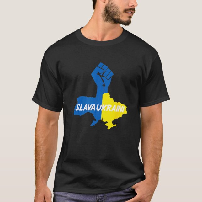 Slava Ukrainini Solidarity T Shirt (Framsida)