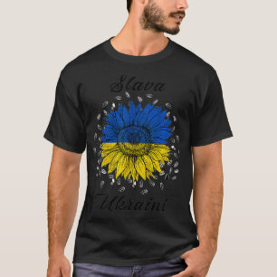 Slava Ukrainini Solros Jag står på Ukrainas Flagga T Shirt