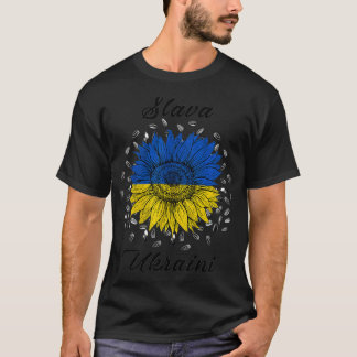 Slava Ukrainini Solros Jag står på Ukrainas Flagga T Shirt