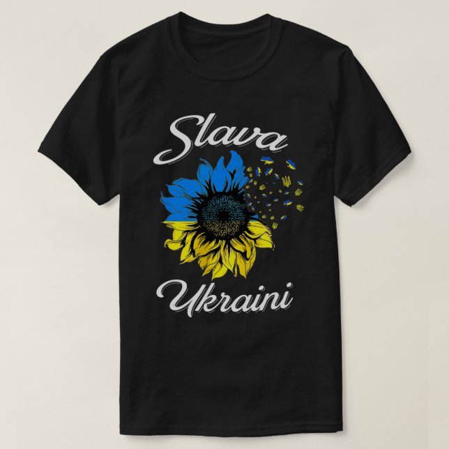 Slava Ukrainini Solros Ukrainukrainsk Flagga I sta T Shirt (Design framsida)