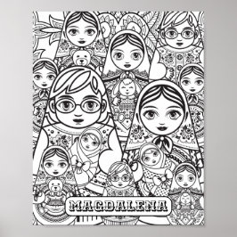 Slavic FolkArt Kapningstdockor Namn Vuxen färgning Poster