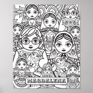 Slavic FolkArt Kapningstdockor Namn Vuxen färgning Poster