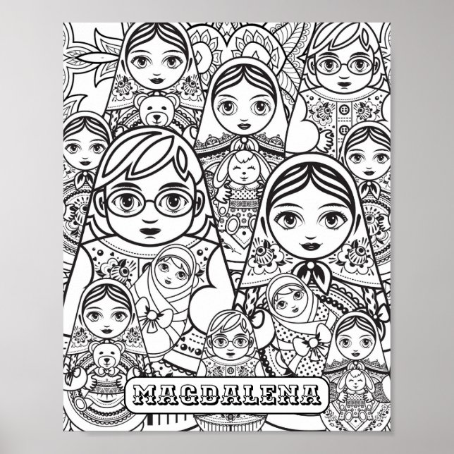 Slavic FolkArt Kapningstdockor Namn Vuxen färgning Poster (Framsidan)