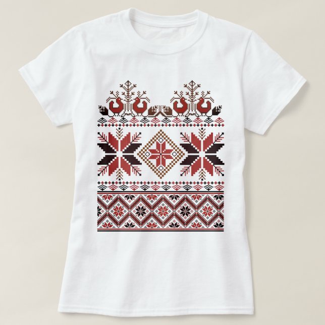 Slavic/Skandinaviens traditionella broderier T Shirt (Design framsida)