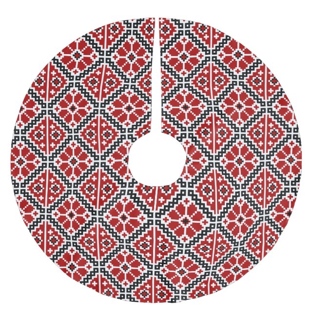 Slavisk Etnisk Broderi, Balkan Traditionell Julgransmatta Borstad Polyester (Framsidan)