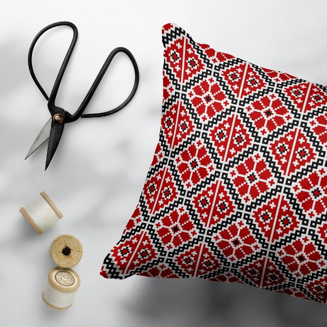Slavisk Etnisk Broderi, Balkan Traditionell Prydnadskudde (Skapare uppladdad)