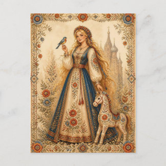 Slavisk folklore prinsessa vintage illustration vykort