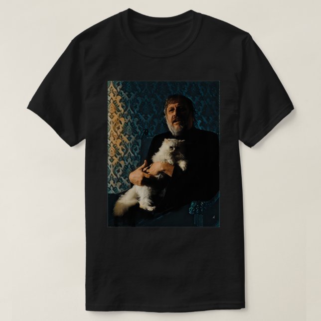 Slavoj Zizek med Cat stilized T Shirt (Design framsida)