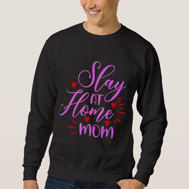 Slay at Home Mamma Heart Mors dag Lång Ärmad Tröja (Framsida)
