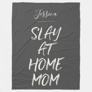 Slay at Home Mamma Lundny Personlig Namn Grått Fleecefilt