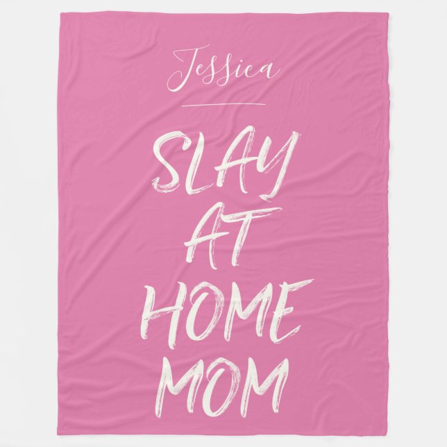 Slay at Home Mamma Namn Rosa Personlig Fleecefilt (Framsidan)