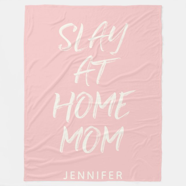 Slay at Home Mamma Personlig Fleecefilt (Framsidan)