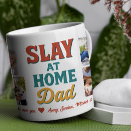 Slay at Home Pappa Personlig 8 Photo Collage Kaffemugg