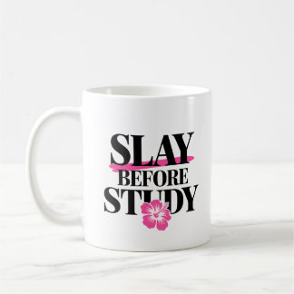 Slay before Study Sassy Rosa och svart Girl Kaffemugg