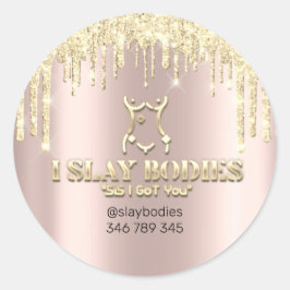 Slay Bodies Logotyp Cosmetic Sculpting Golden Drif Runt Klistermärke