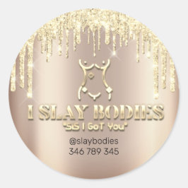 Slay Bodies Logotyp Cosmetic Sculpting Ro Guld Runt Klistermärke