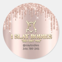 Slay Bodies Logotyp Cosmetic Sculpting Ro Guld Runt Klistermärke